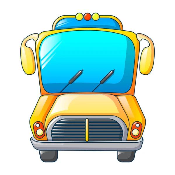 Funny kid school bus icon, cartoon style — Stock Vector