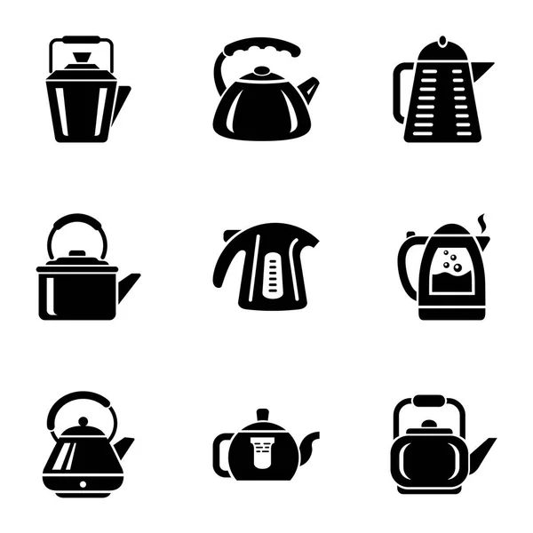 Modern teapot icons set, simple style — Stock Vector