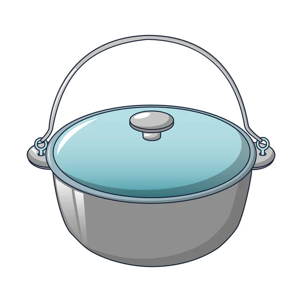 Camping cauldron from metal icon, cartoon style — Stock Vector