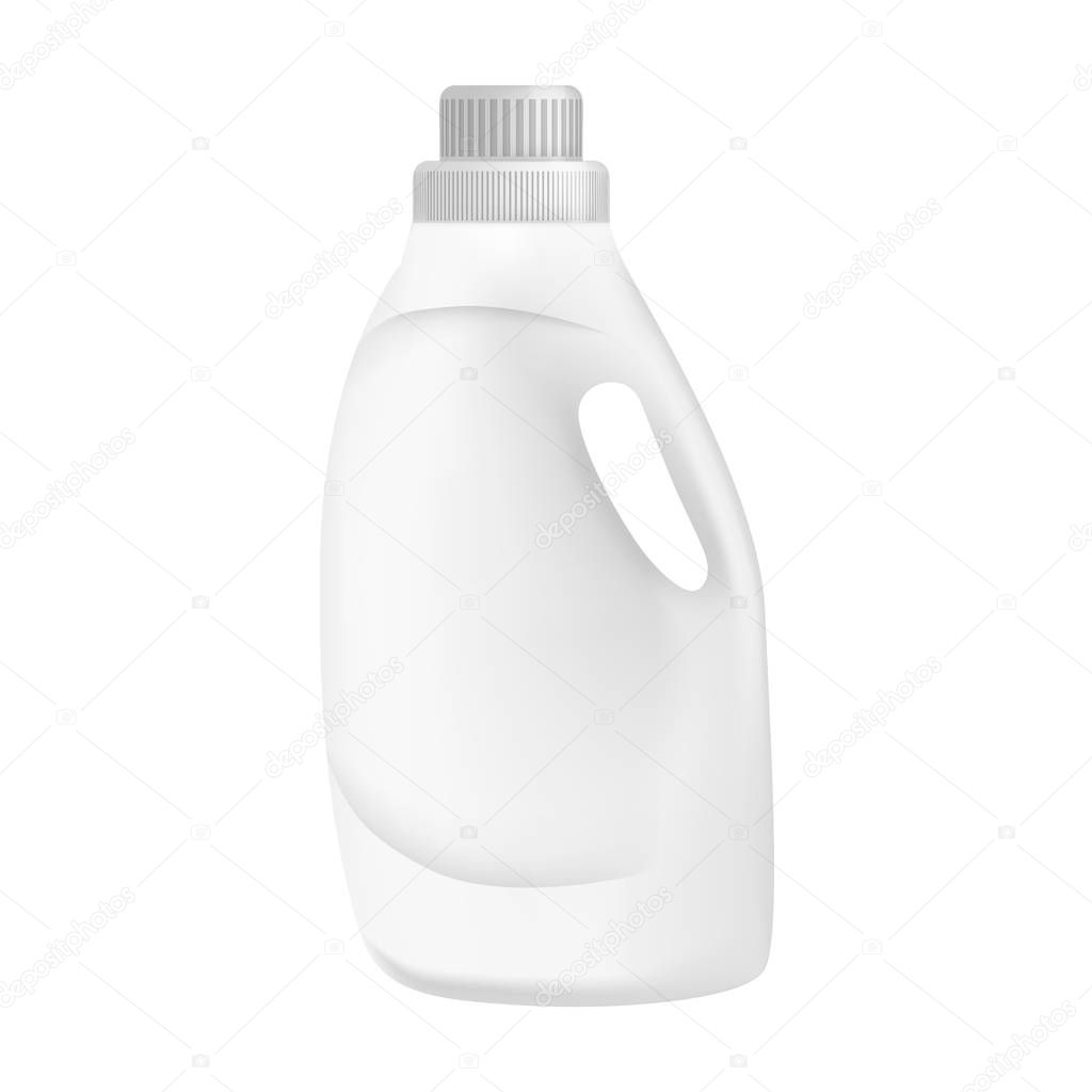 White plastic bottle detergent mockup, realistic style