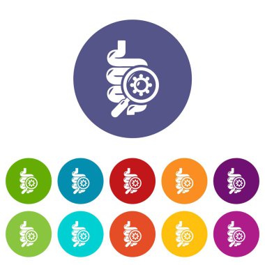 Bağırsak virüsü simgeler vektör renk ayarla