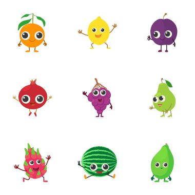 Tropikal bahçe mix Icons set, karikatür tarzı