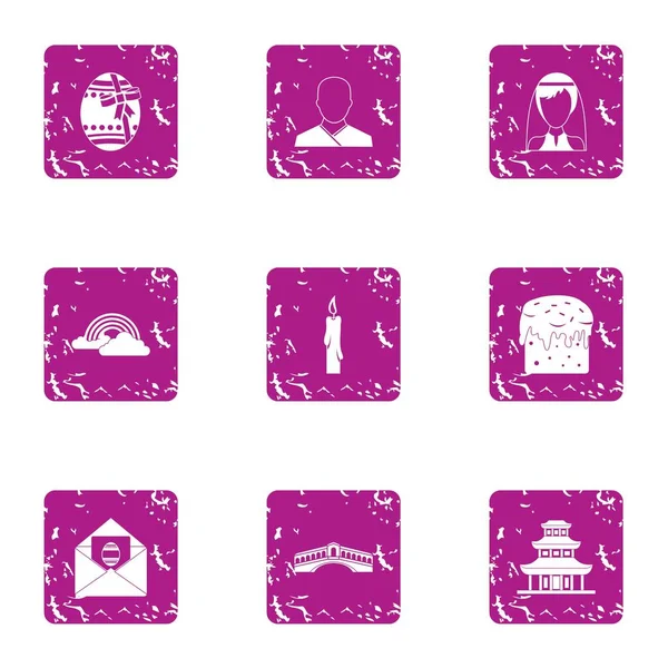 Juego de iconos de casamentero, estilo grunge — Vector de stock