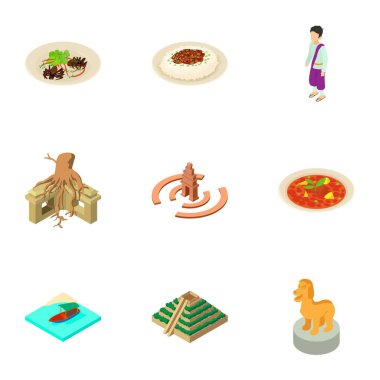 Ada geçmiş Icons set, izometrik stili