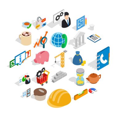 Ticaret Icons set, izometrik stili