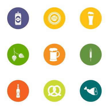 Bira göbek Icons set, düz stil