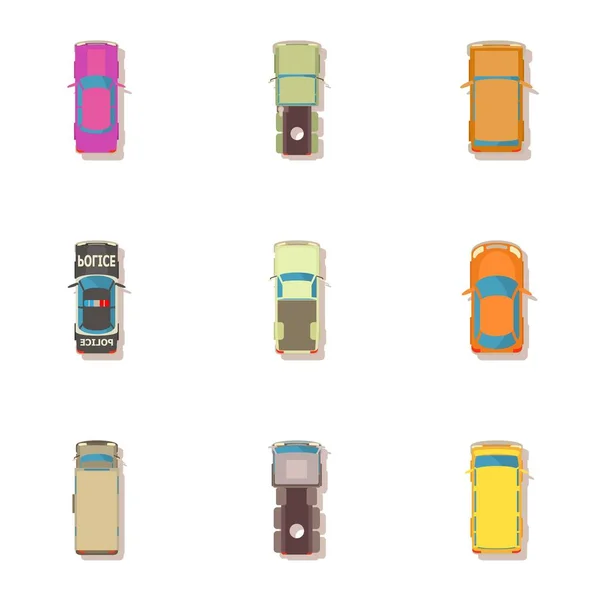 Conjunto de iconos de auto urbano, estilo de dibujos animados — Vector de stock