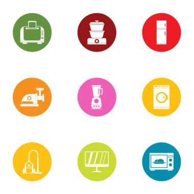 Ev teknolojisi Icons set, düz stil