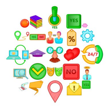 Icons set eleme, karikatür tarzı