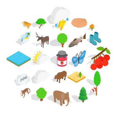 Hayvanlar alemi Icons set, izometrik stili