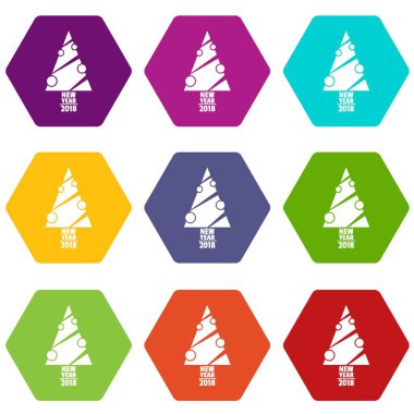 9 vektör modern Noel ağacı Icons set