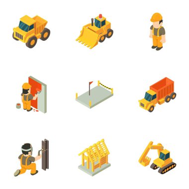 İşçi sınıfı Icons set, izometrik stili