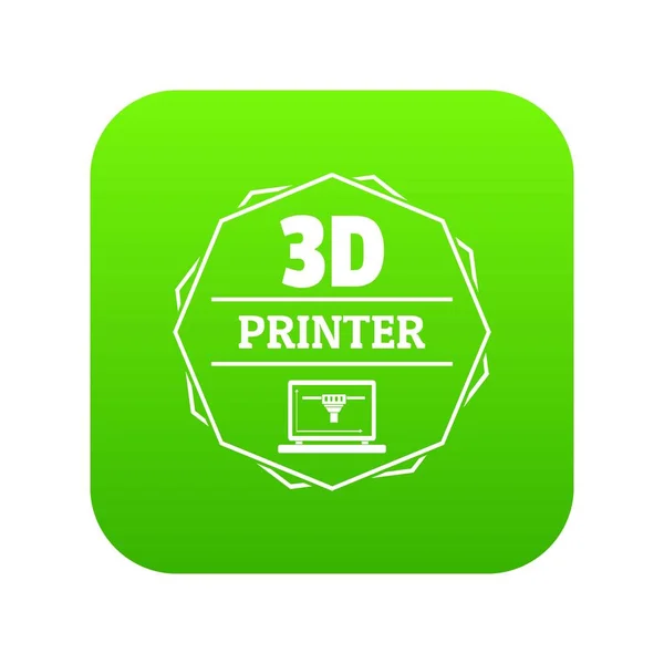 Modelado 3d icono de impresión verde vector — Vector de stock