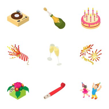 Tanrılaştırma Icons set, izometrik stili