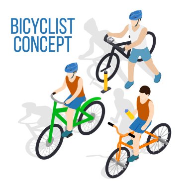 Bisiklet kavramı küçük resim, izometrik stili