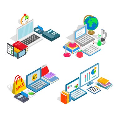 Parasal araştırma klip sanat küme, izometrik stili