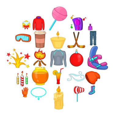 Yeni yıl simgeler ayarla, tarzı çizgi film