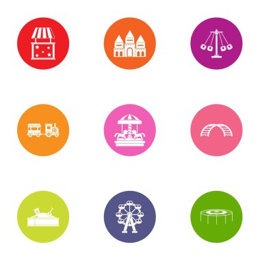 Oyun hareket Icons set, düz stil