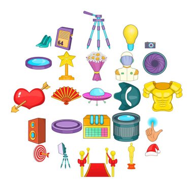 Film house simge seti, karikatür tarzı