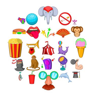 Sirk Icons set, karikatür tarzı