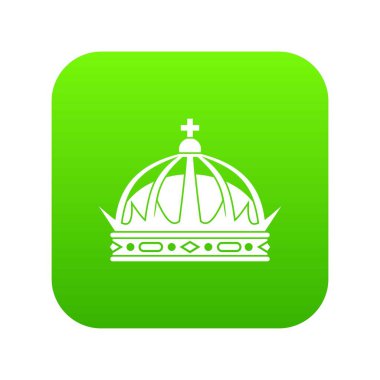 Taç simgesi dijital yeşil beyaz vektör illüstrasyon izole herhangi bir tasarım için