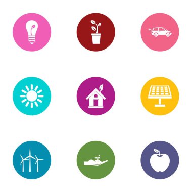 Isı enerji Icons set, düz stil