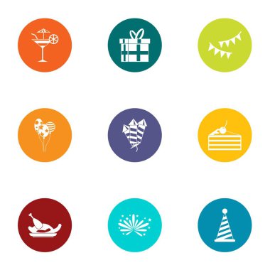 Başarılı tatil Icons set, düz stil