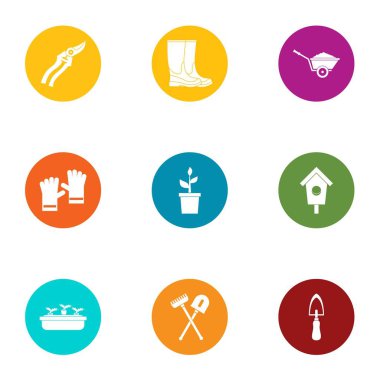 El Icons set iş, stil düz