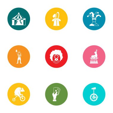 Sirk aktör Icons set, düz stil