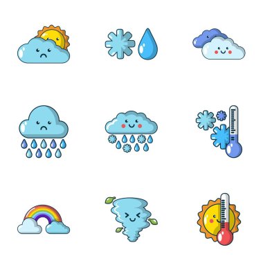 Islak hava Icons set, karikatür tarzı