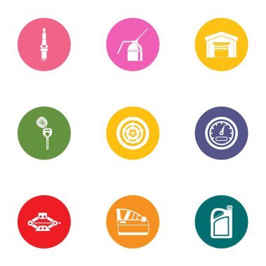 Makine revizyon simgeler ayarla, stil düz