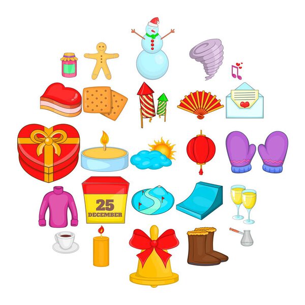 Набор иконок в канун Рождества, мультфильм
