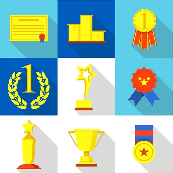 Conjunto de iconos de premio escolar, estilo plano — Archivo Imágenes Vectoriales