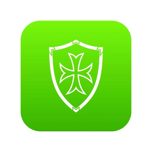 Protector icono escudo digital verde — Vector de stock