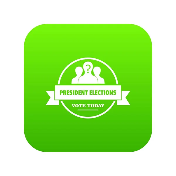 President Election Icon Green Vector Isolated White Background — Stock Vector