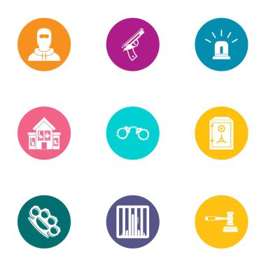 Suçluluğunun simgeler ayarla, stil düz