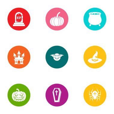 Son-in hayat Icons set, düz stil