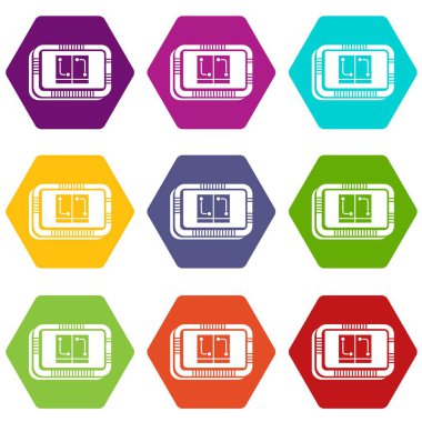 9 vektör Retro mikroçip Icons set