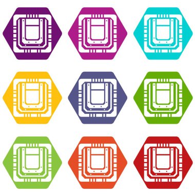 9 vektör modern mikroçip Icons set