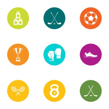 Jimnastik Icons set, düz stil