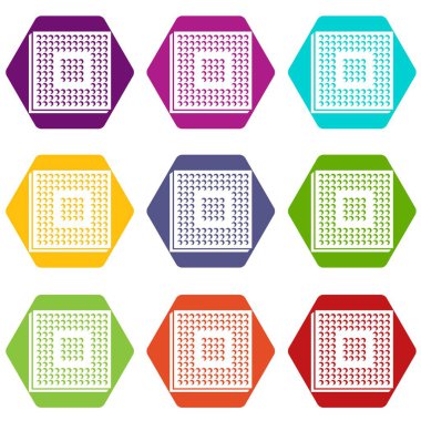 9 vektör sanayi mikroçip Icons set