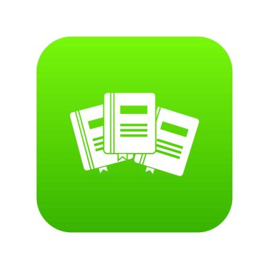 Yer imleri simgesi dijital yeşil beyaz vektör illüstrasyon izole herhangi bir tasarım için üç kitap