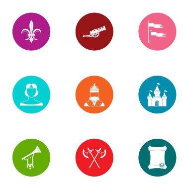 Ortaçağ feat Icons set, düz stil
