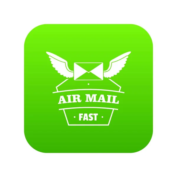 Air mail ícone vetor verde —  Vetores de Stock