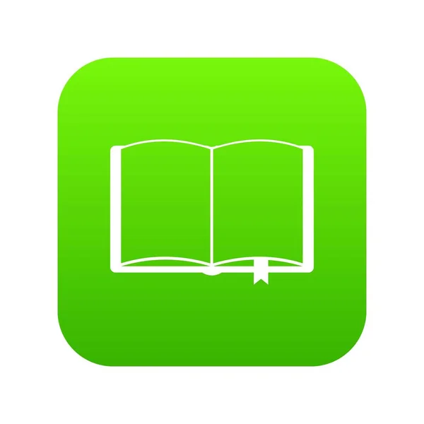 Ανοιχτό βιβλίο με σελιδοδείκτη εικονίδιο digital πράσινο — Διανυσματικό Αρχείο