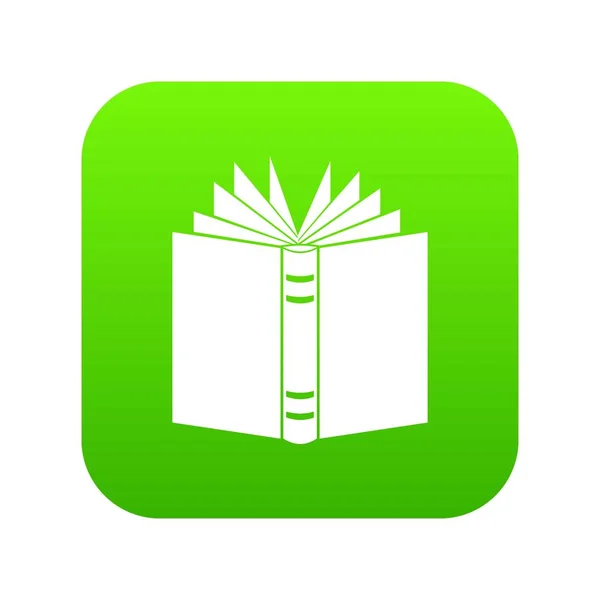 Open thick book icon digital green — Stock Vector
