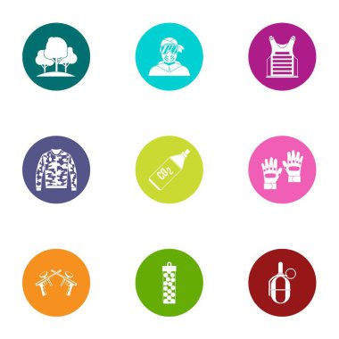 Ambuscade Icons set, düz stil