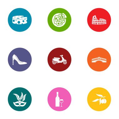 ROM Icons set, düz stil