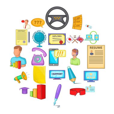 Seminer Icons set, karikatür tarzı