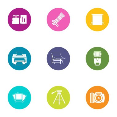 Fotoğraf yazdırma simgeler ayarla, stil düz